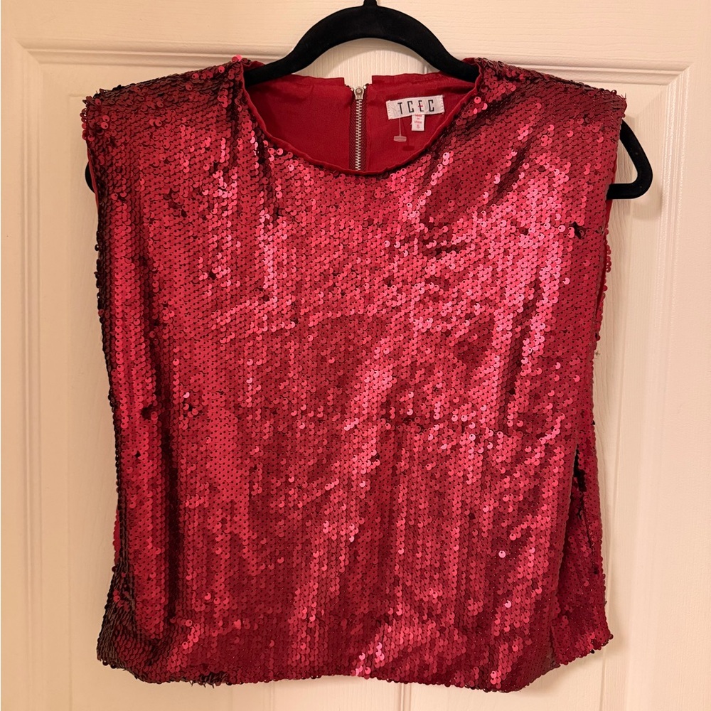 Red Sequin Women's Top